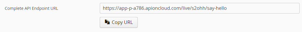 UI field showing the mock API url and a button to copy the URL to the clipboard