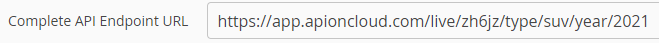UI field that displays the full endpoint URL of the mock endpoint