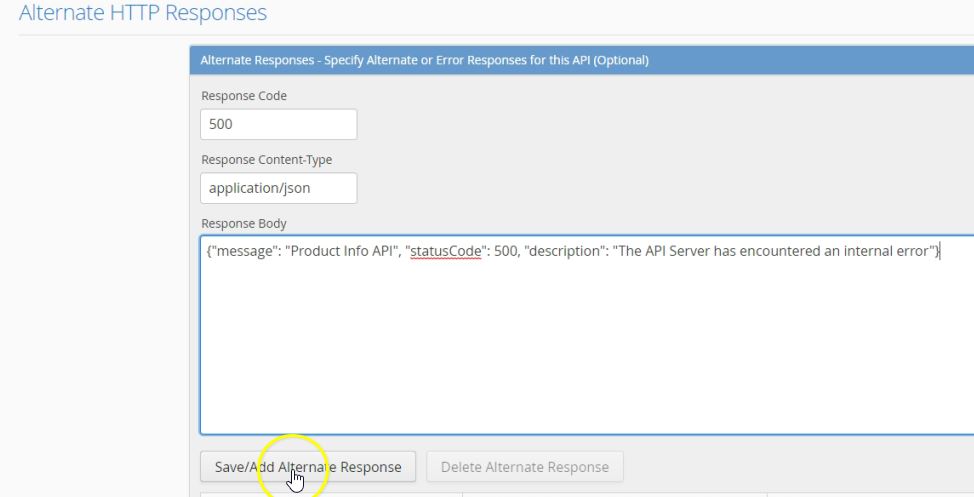 Adding HTTP 500 Internal Server Error as a response to the mock API endpoint